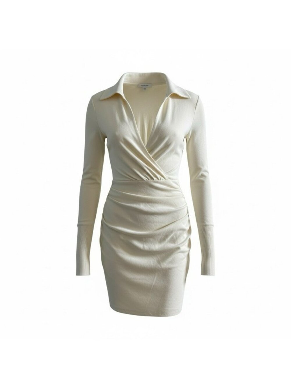 Gauge 81 Ivory Wrap Dress Womens XS NWT Long Sleeved Draped Mini Collared
